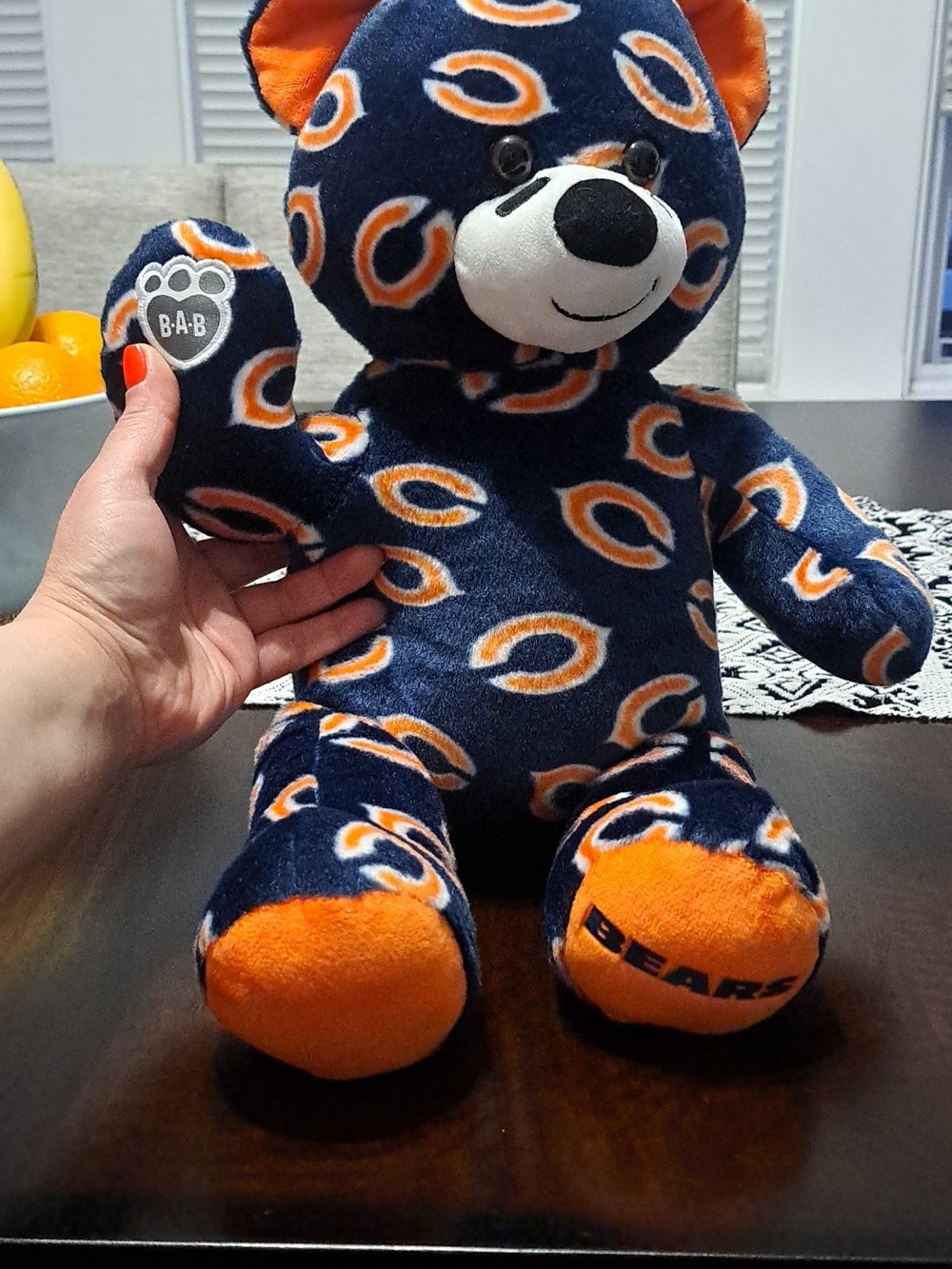 Build-A-Bear Navy and Orange Chicago Logo Plush Bear